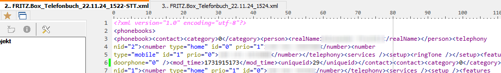 Das Telefonbuch ist eine XML-Datei